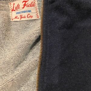 Left Field indigo yarn dyed loop terry zip sweatshirt size L